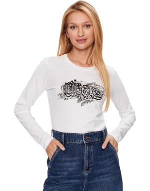 T-SHIRT MANICA LUNGA LIU JO MODA CON LOGO E STRASS
