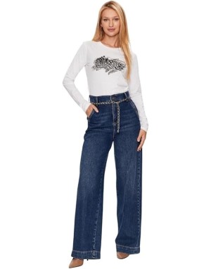 T-SHIRT MANICA LUNGA LIU JO MODA CON LOGO E STRASS