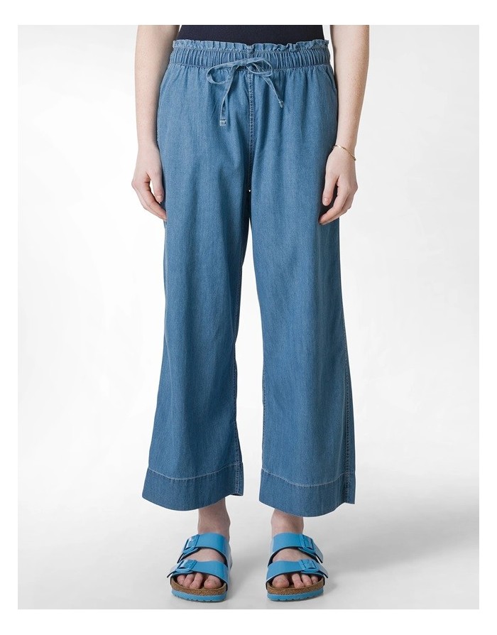 PANTALONE CROPPED IN DENIM RASO